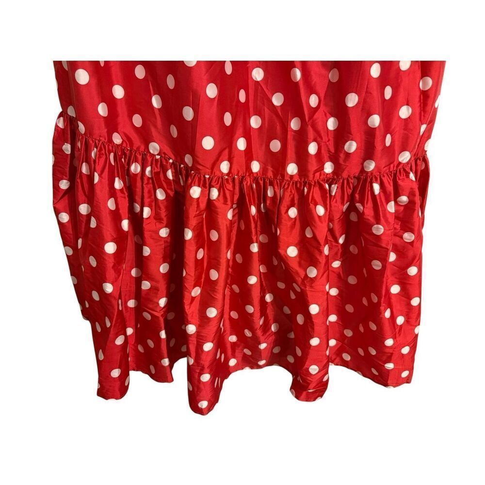 Brand New Anthropologie Atsu Sally Bow Polka Dots Red and White Maxi Dress 1X - Picture 8 of 15